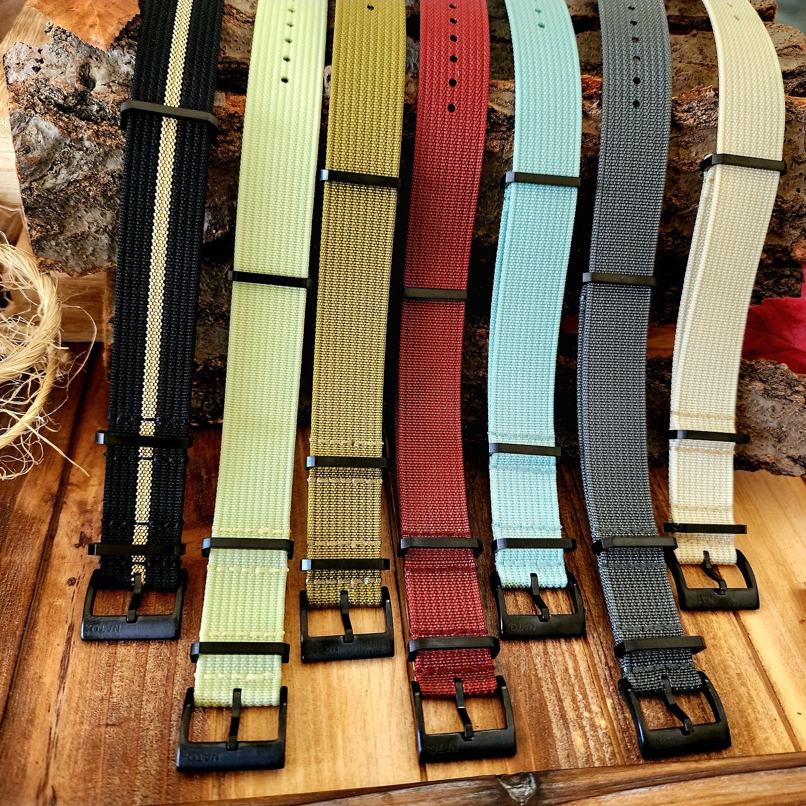 NATO strap Ribbed Fall Colors PVD Buckles Heavy Duty Water Resistant Watchbands
