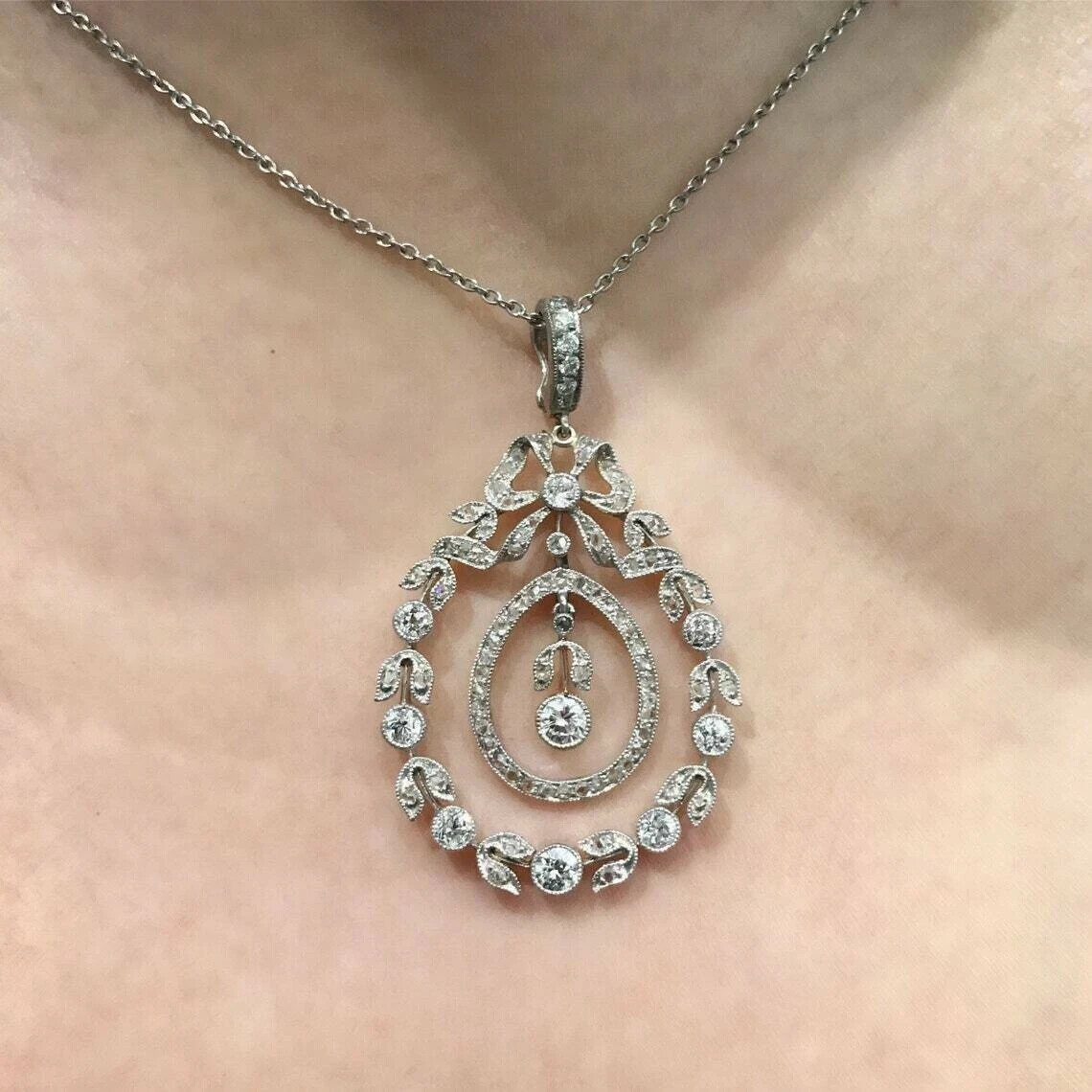 2.50Ct Lab-Created Round Cut Diamond Wedding Pendant 14K Yellow Gold Finish