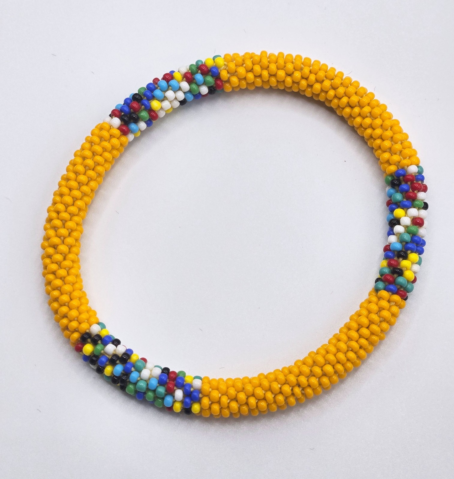 Set of 2 Handmade Glass Seed Bead Beaded Multi Color Stackable Crochet Bracelets