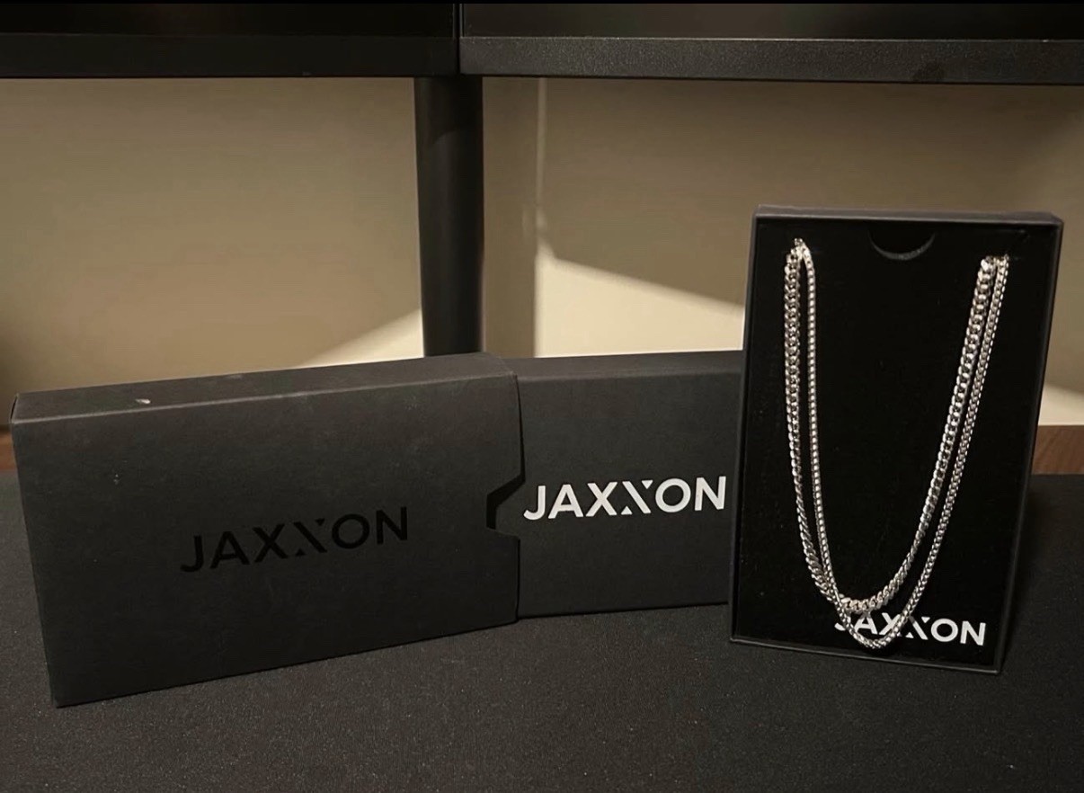 JAXXON Cuban Chain 22” & Franco Chain 24” Silver Tone Necklace Set