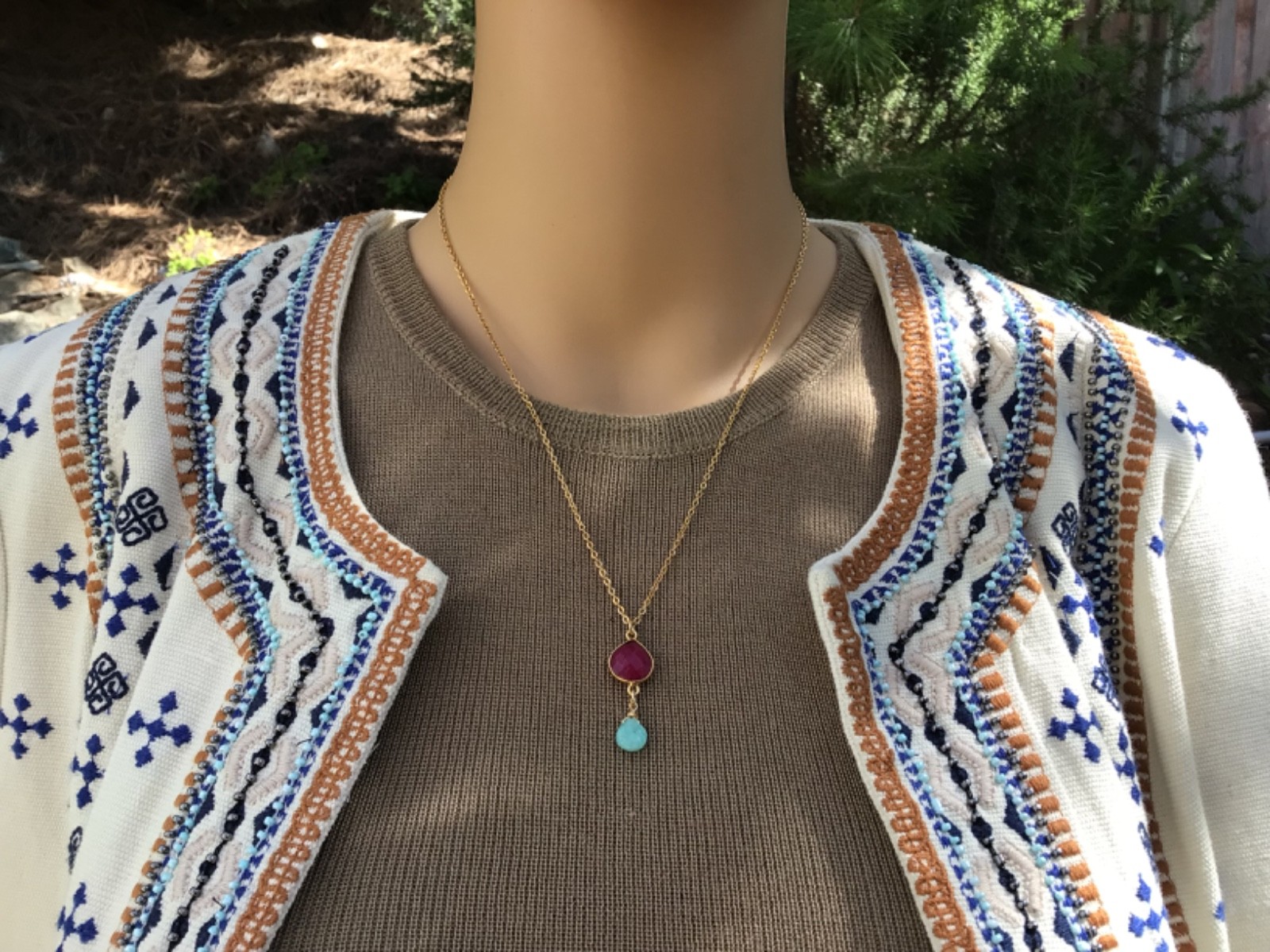 $199 NATURAL GEMSTONE SUNDANCE CHARM ARTISAN JEWELRY HANDMADE NECKLACE