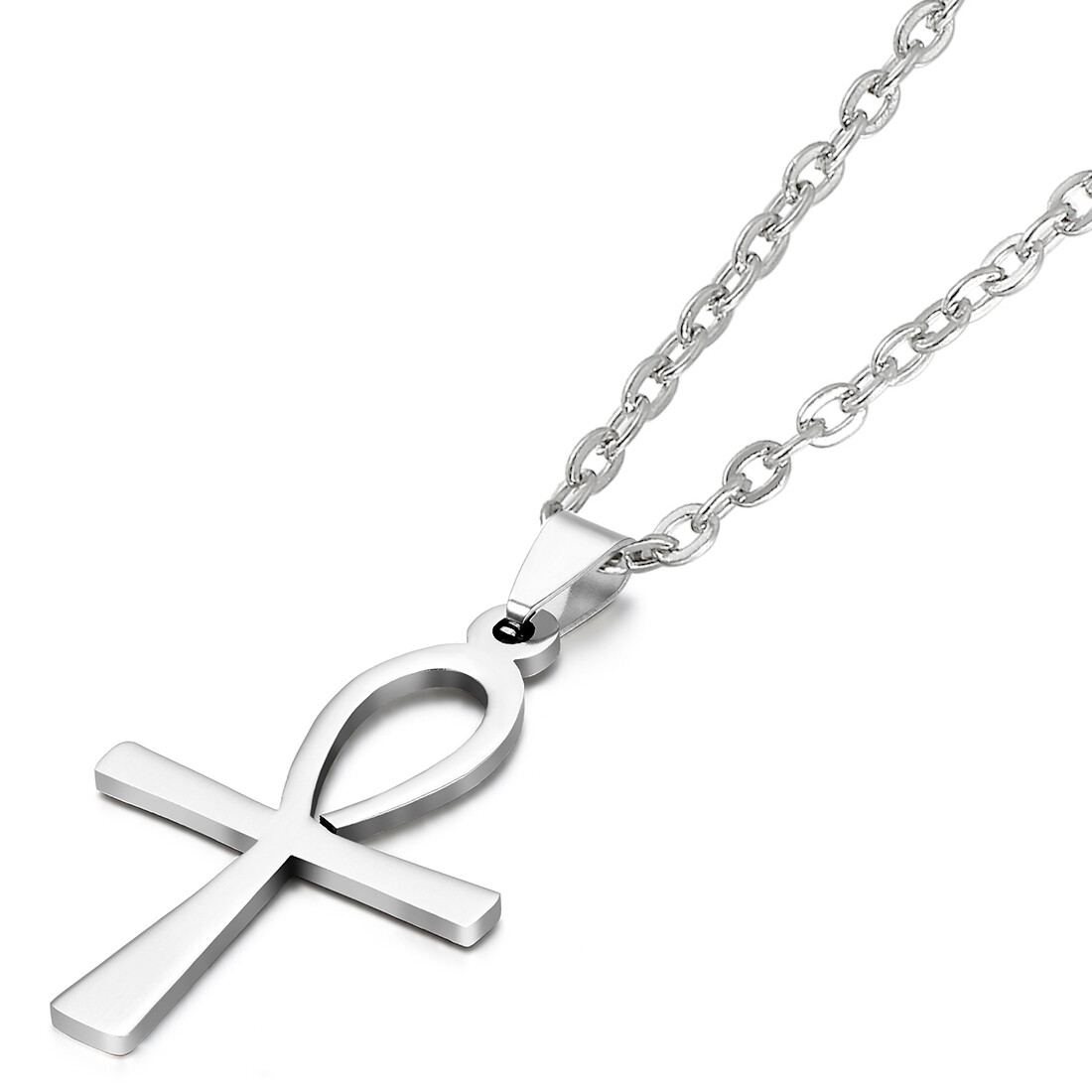 Charm Egyptian Ankh Cross Men’s Women’s Pendant Necklace Stainless Steel Chain