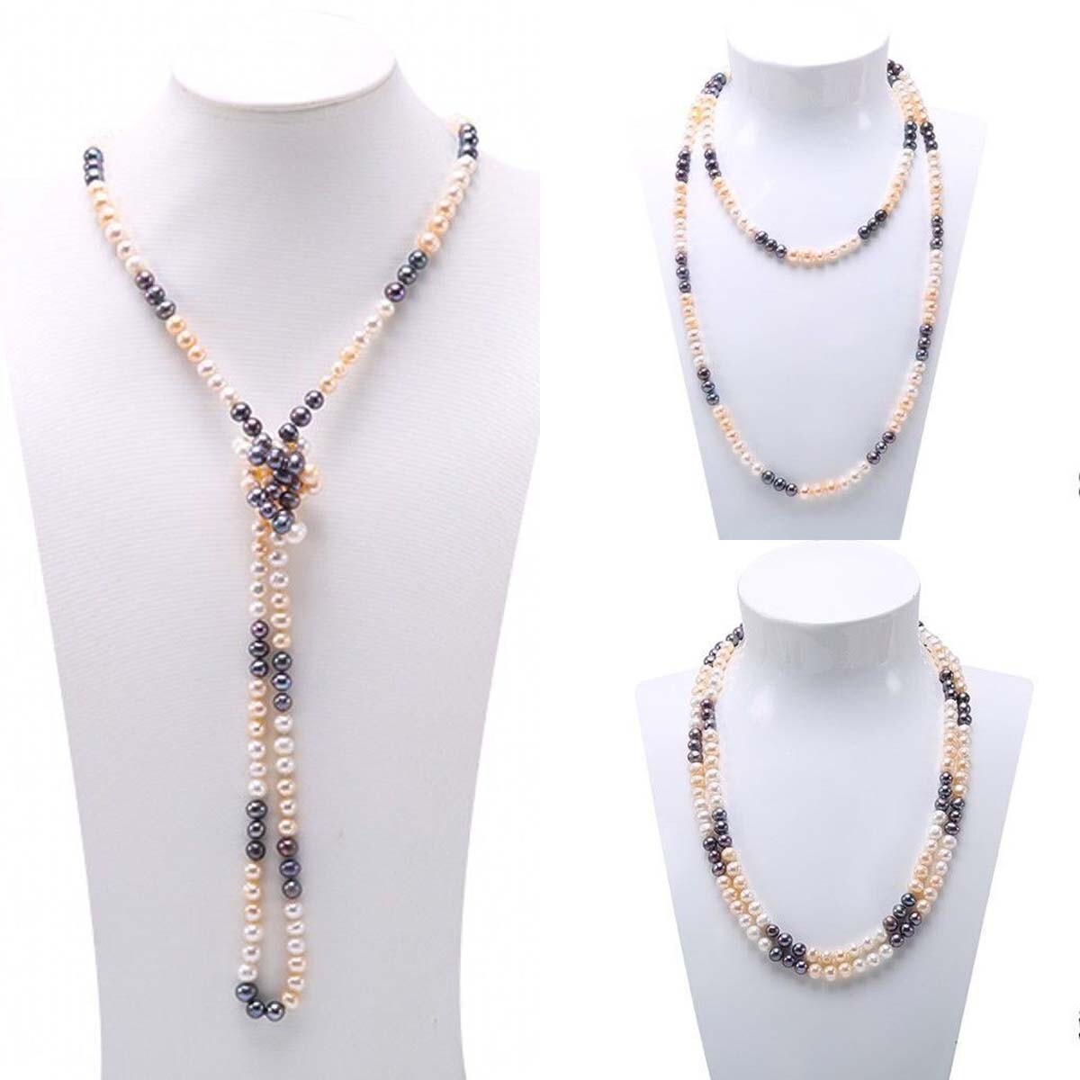 Fashion 7-8mm Multicolor Natural Freshwater Pearl Long Necklace 36-100 inches