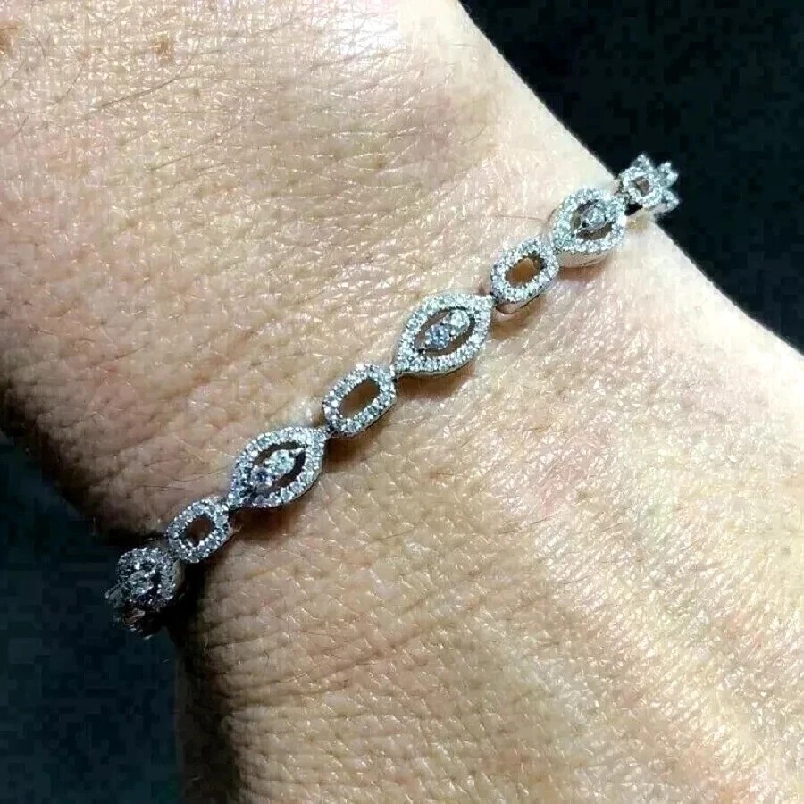 15 Ctw Round Cut Created Diamond Tennis Bracelet 14K White Gold Plated 7.5 Inch