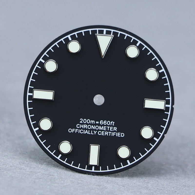 28.5mm dial matt black retro Tudor NH35 dial modified universal SKX007 BGW9 lume