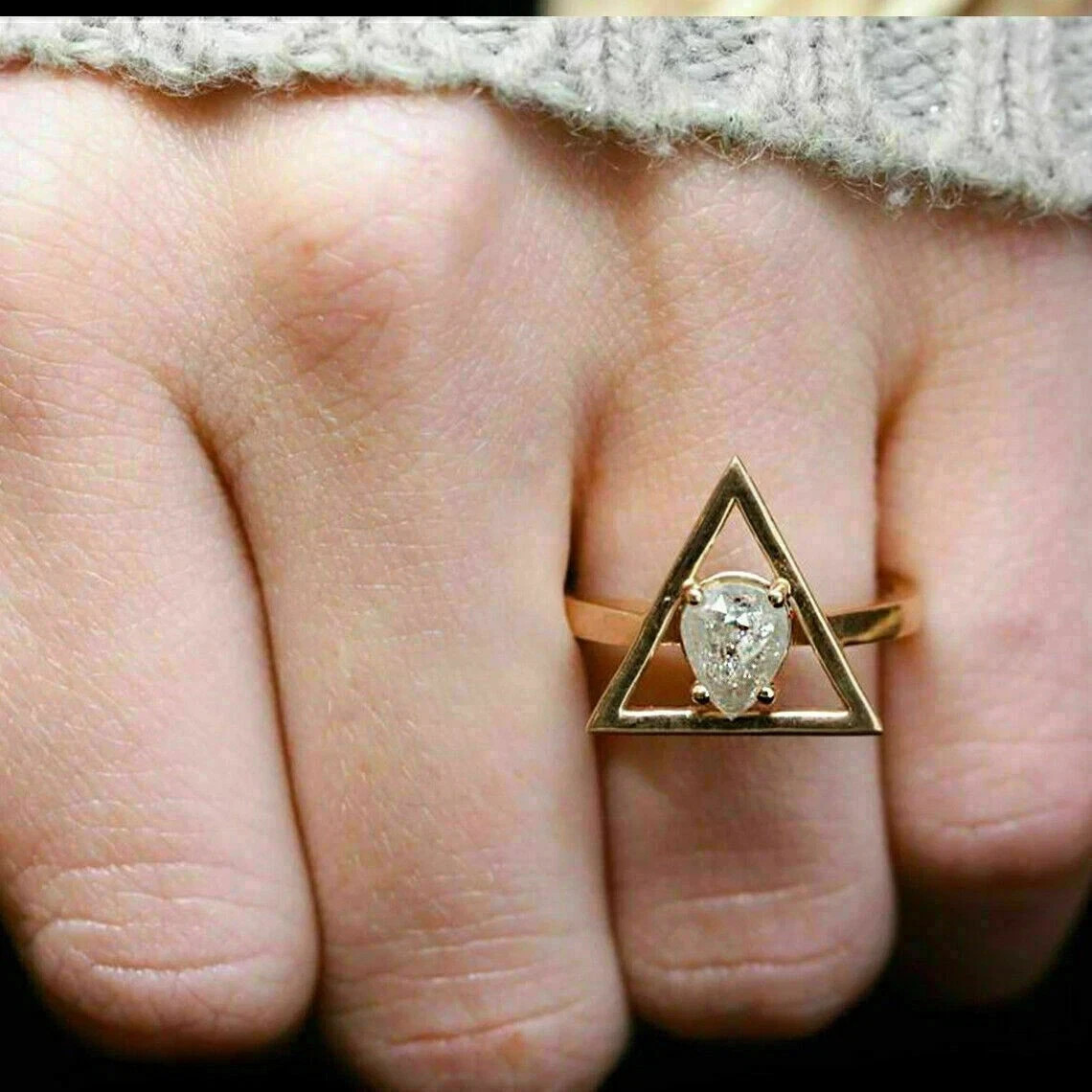 1.50Ct Pear Cut lab created Diamond Solitaire Engagement Ring Rose Gold Finish