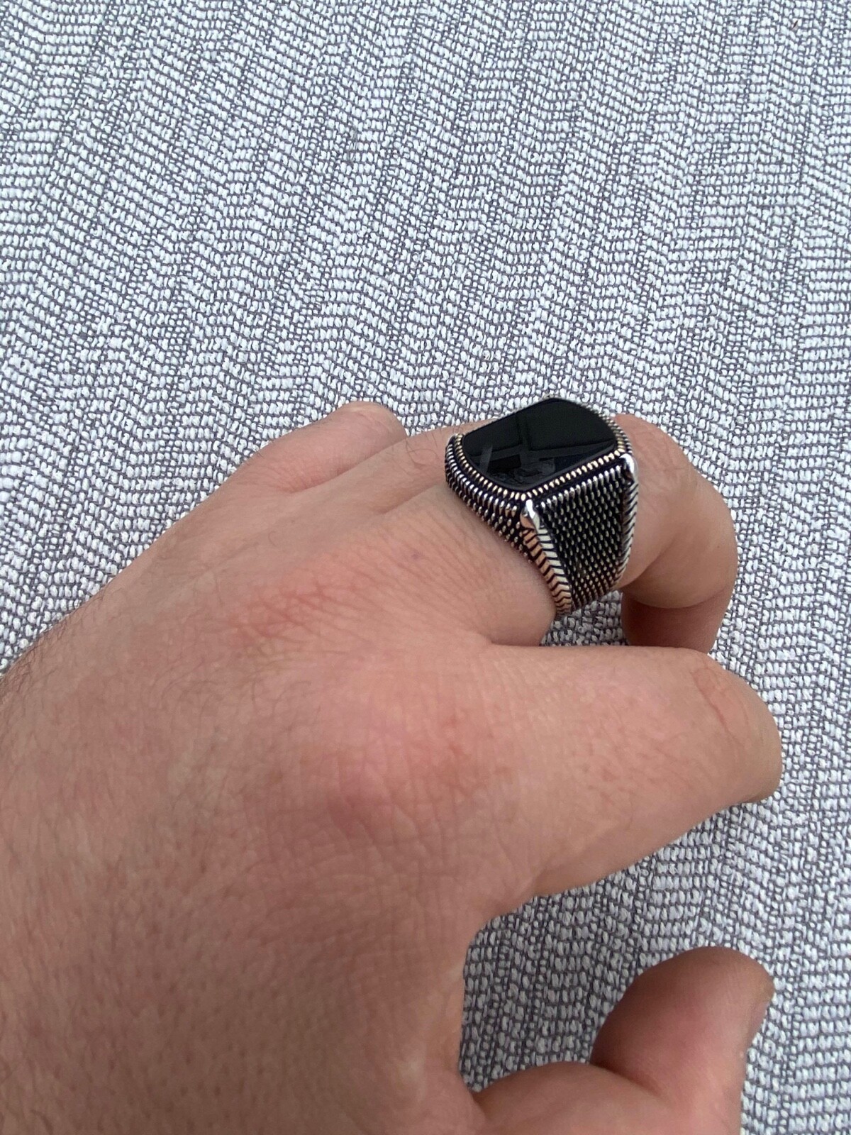 Mens Real 10k Gold & 925 Silver Real Black Onyx LARGE Ring Sz 7-13 ~16 g