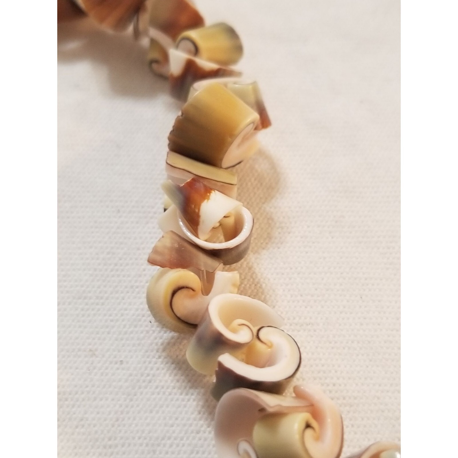 Luhuanus Short Sliced Spiral Shell Necklace Barrel Clasp 8.5″ Vintage
