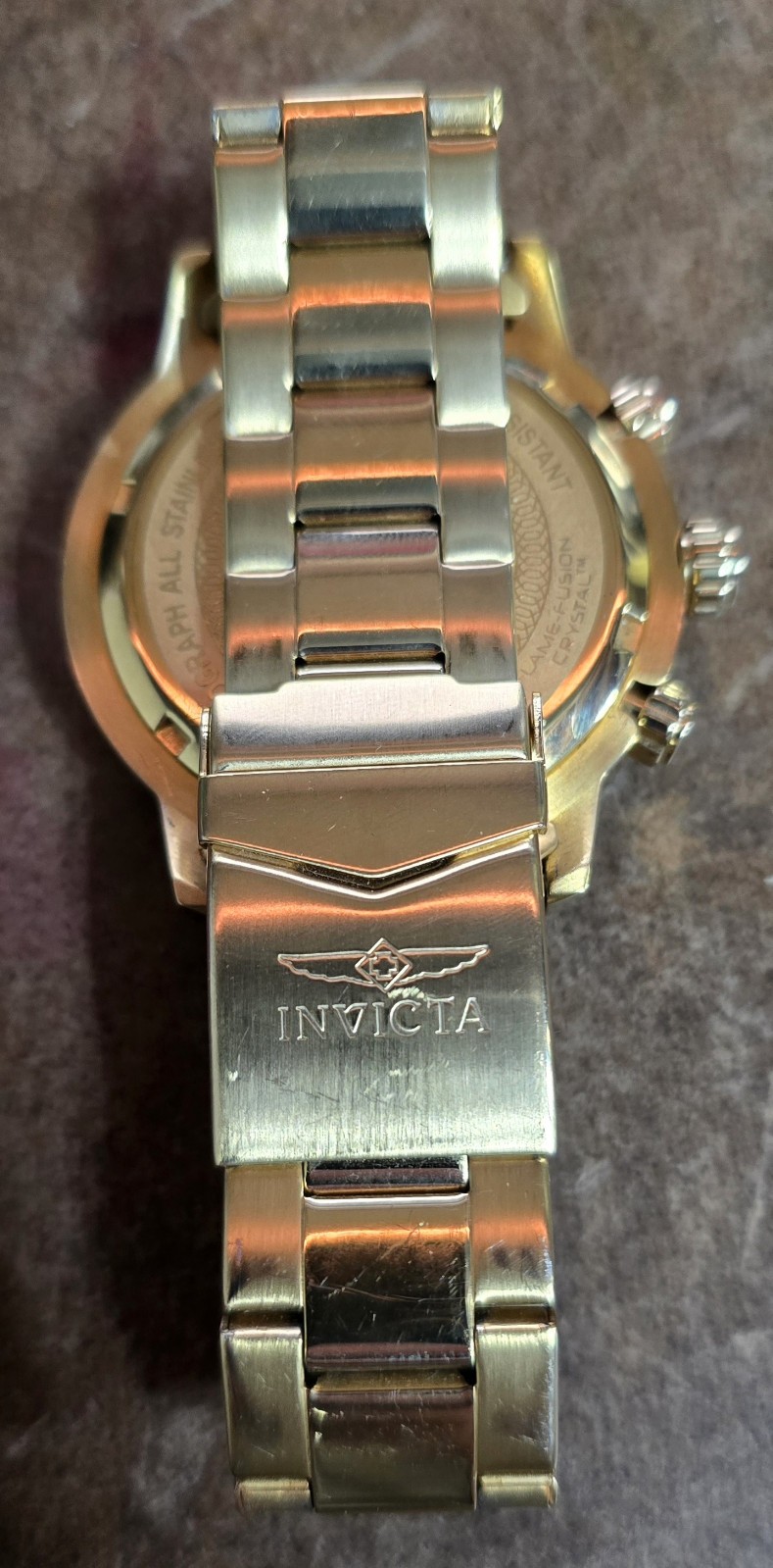 Invicta Men’s Watch Model 1205 chronograph gold with blue dial and bezel