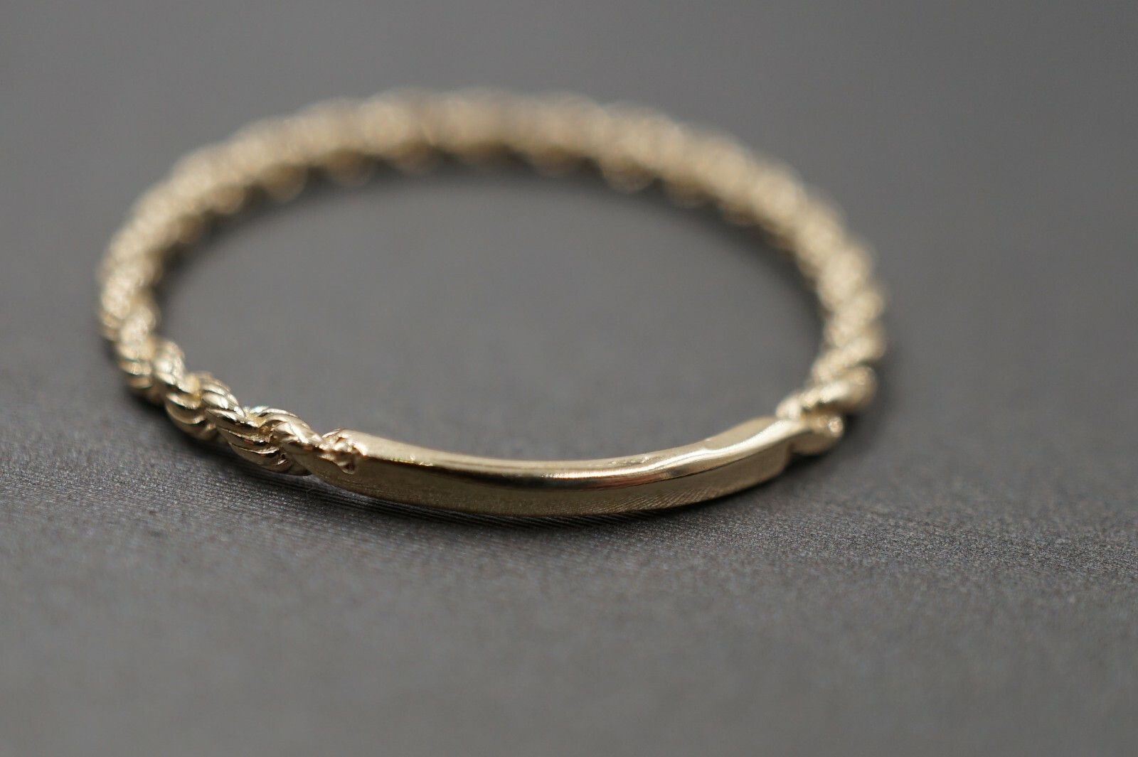 10K Solid Yellow Gold 1.6MM Thin Plain Rope Trim Dainty Stackable Band Ring.