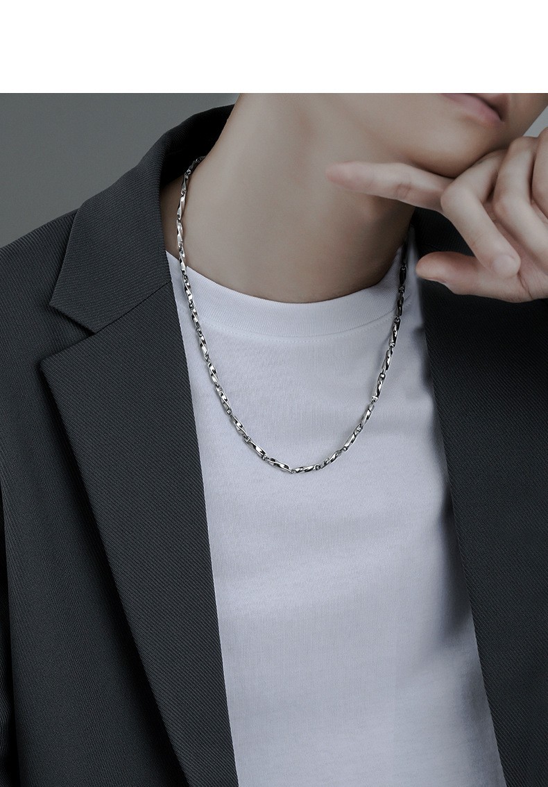 Stainless Faceted Oval Link Chain Necklace Unisex Minimalist Layering Chain