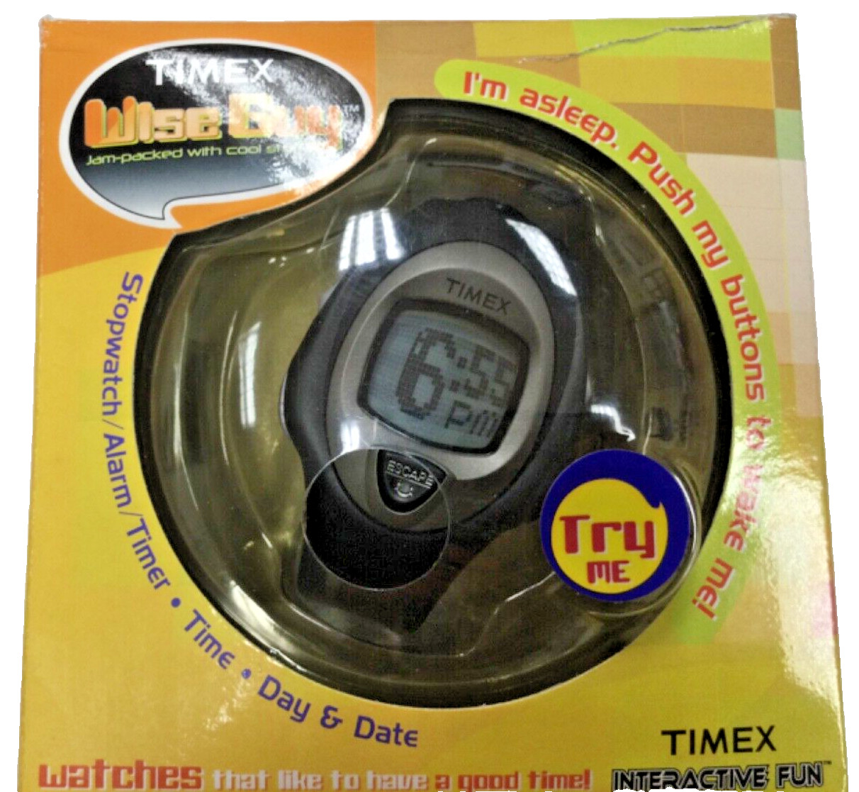 TIMEX WISE GUY INTERACTIVE FUN WATCH, DATABANK,ALARM, TIMER, 30M WATER RESISTANT
