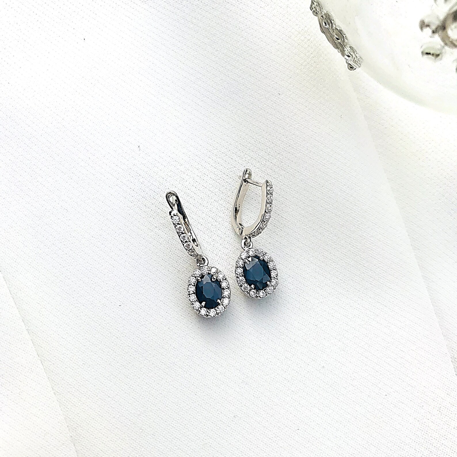 5.00 Ct Oval Cut Natural Sapphire Earring 14k Solid White Gold Stud Earrings