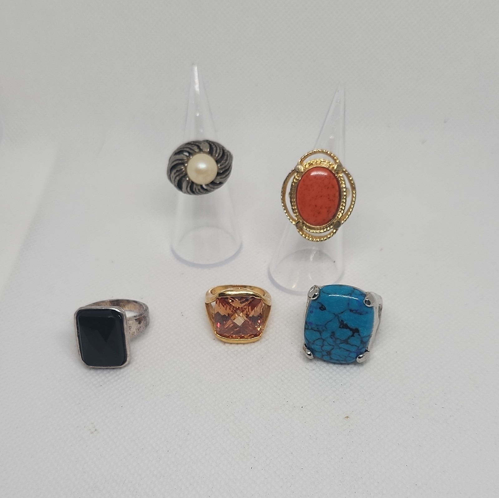 5pc Mixed Lot Fashion Rings Metal Multicolor Unisex Adults
