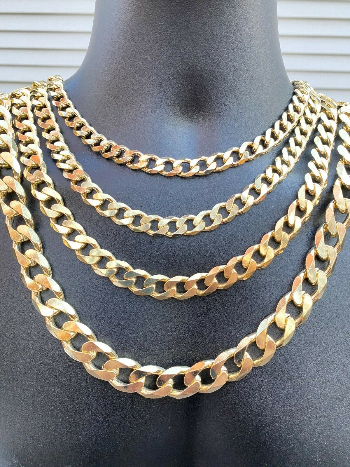 Real 14k Gold Plated Solid 925 Sterling Silver Curb Miami Cuban Chain Bracelet