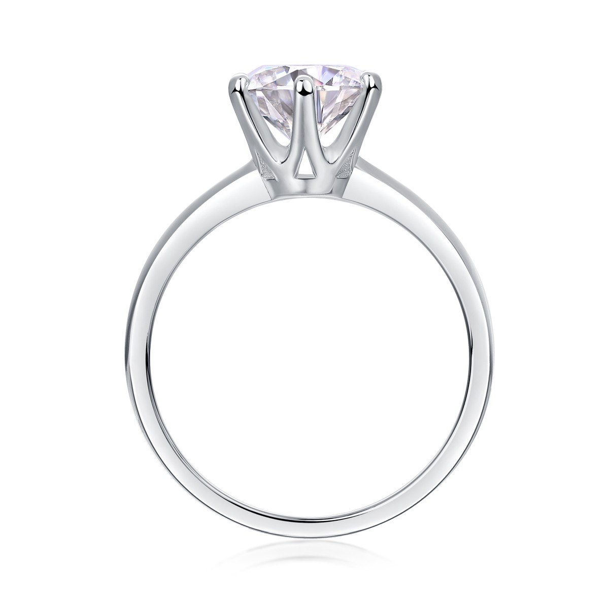 Classic Six‑Prong Moissanite Ring – S925 Sterling Silver – 1/2/3/5 Carat Options