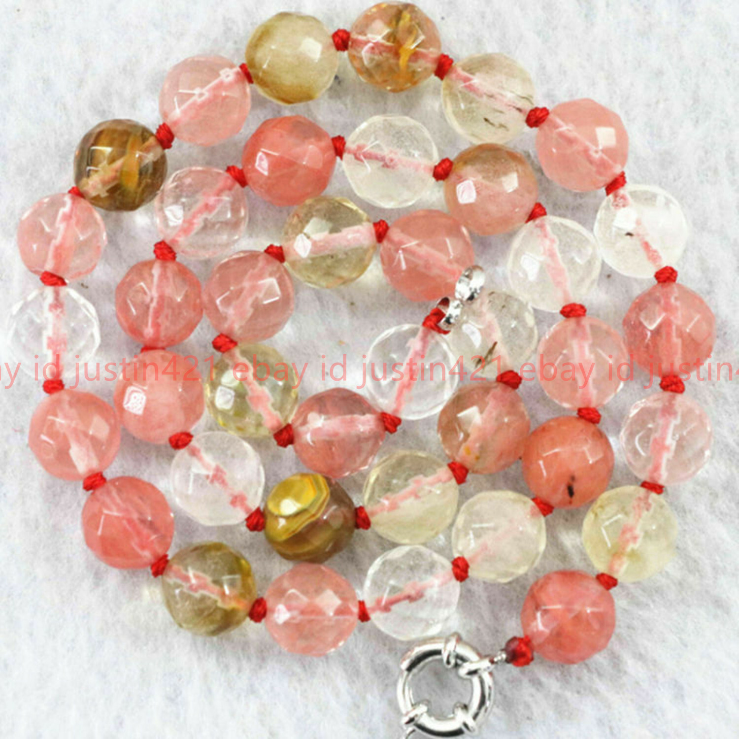 8/10/12mm Multicolor Faceted Watermelon Tourmaline Gemstone Necklace 16-36″ AAA