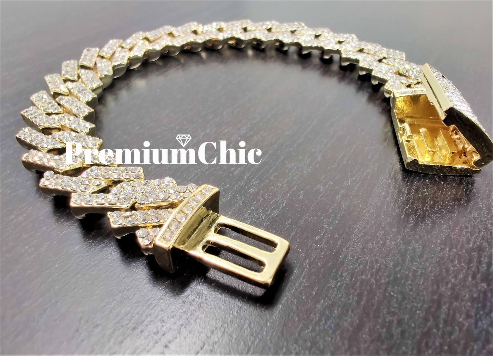 Miami Cuban Designer Prong Link Chain Necklace or Bracelet Men Plated CZ Jewelry