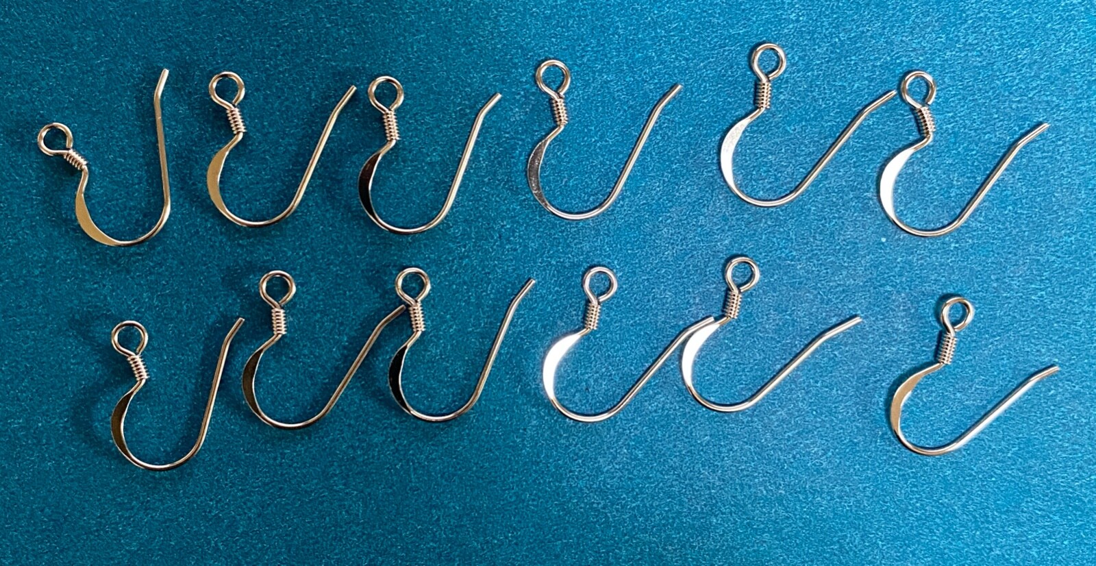 Sterling silver ear wire, earring hook, 16 x 14 mm, 6 pairs
