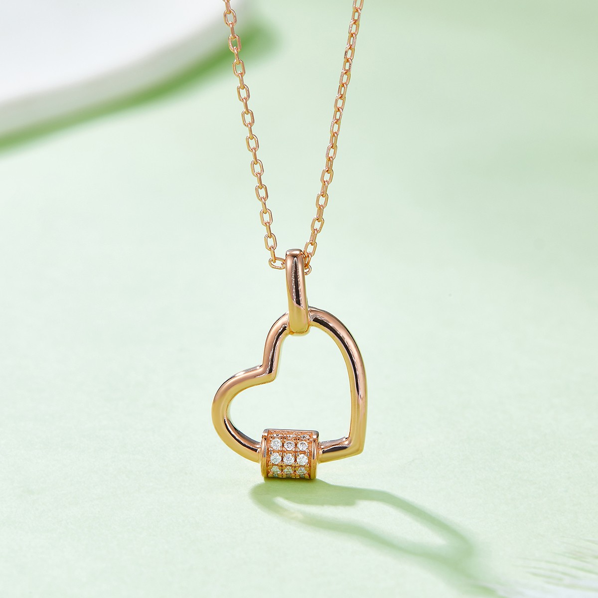 925 Sterling Silver Heart Necklace Moissanite Pave Bar Platinum GRA 45cm