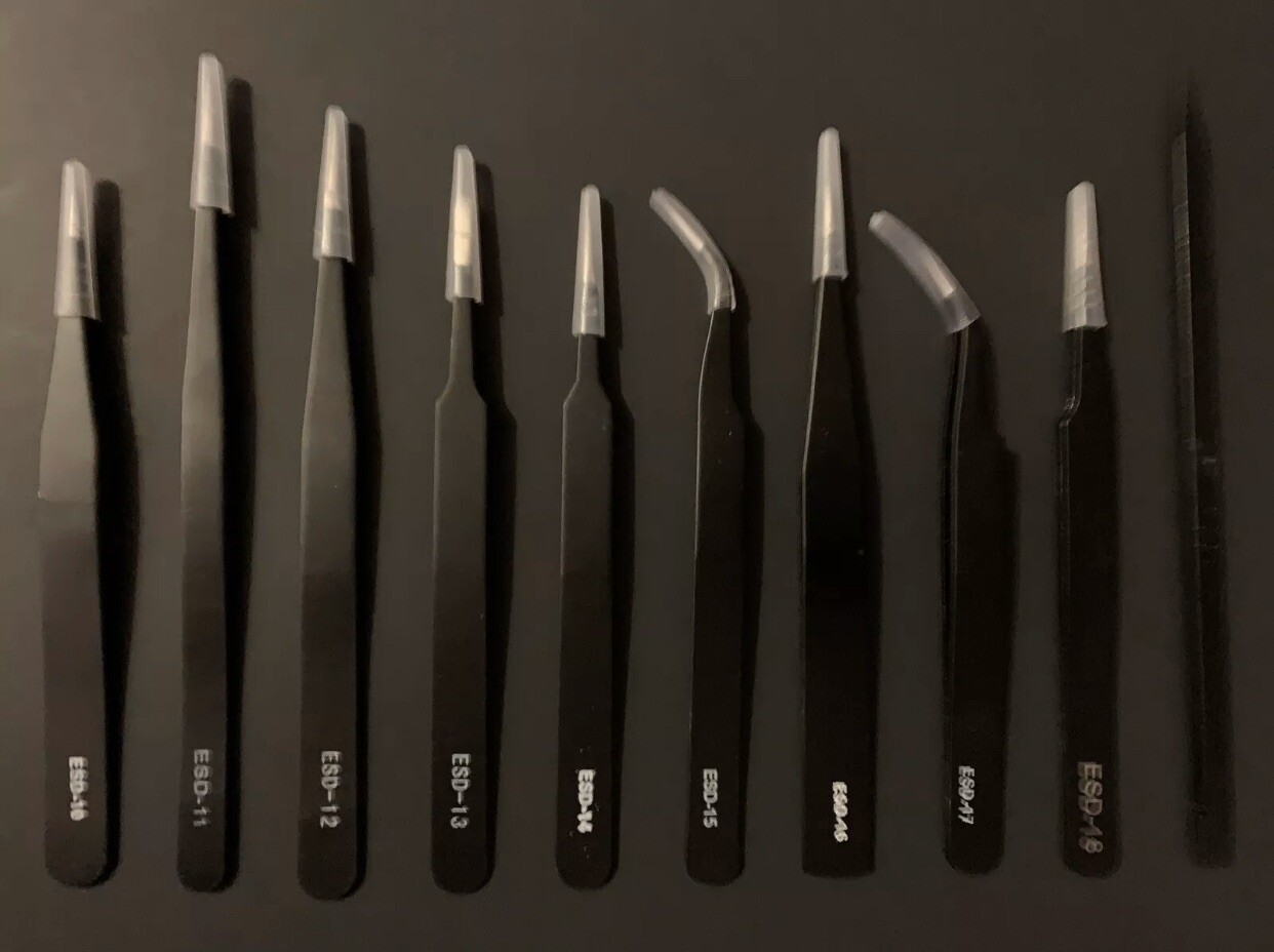 10pc Professional Tweezers Set for modelling hobby Jewelry Repair