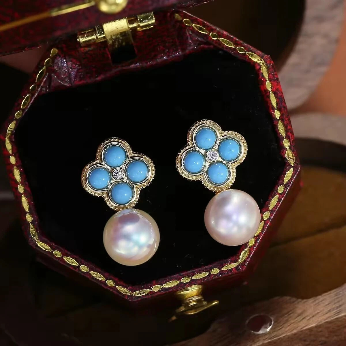 gorgeous 10-11mm south sea round white pearl dangle earring 925s