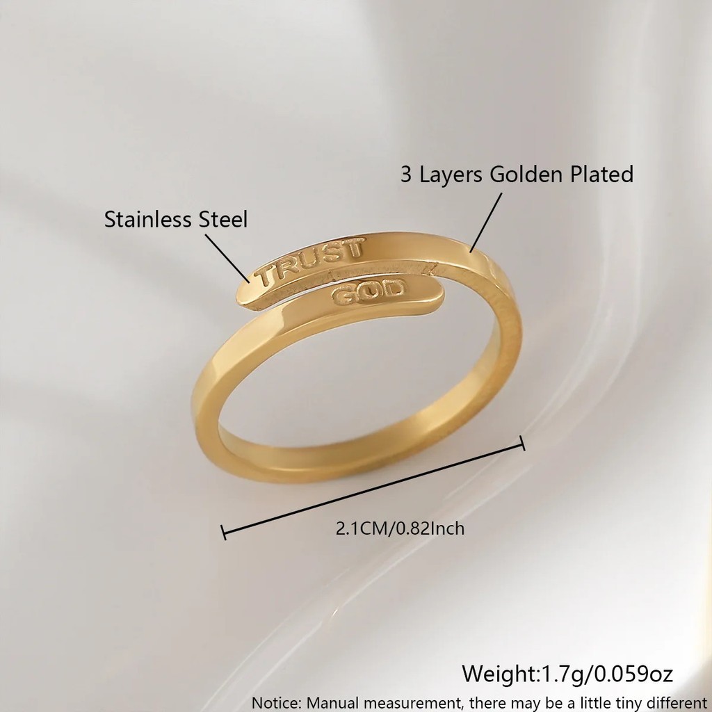 Adjustable Opening Trust God Ring Believe God Couple Ring Men’s And Women’s