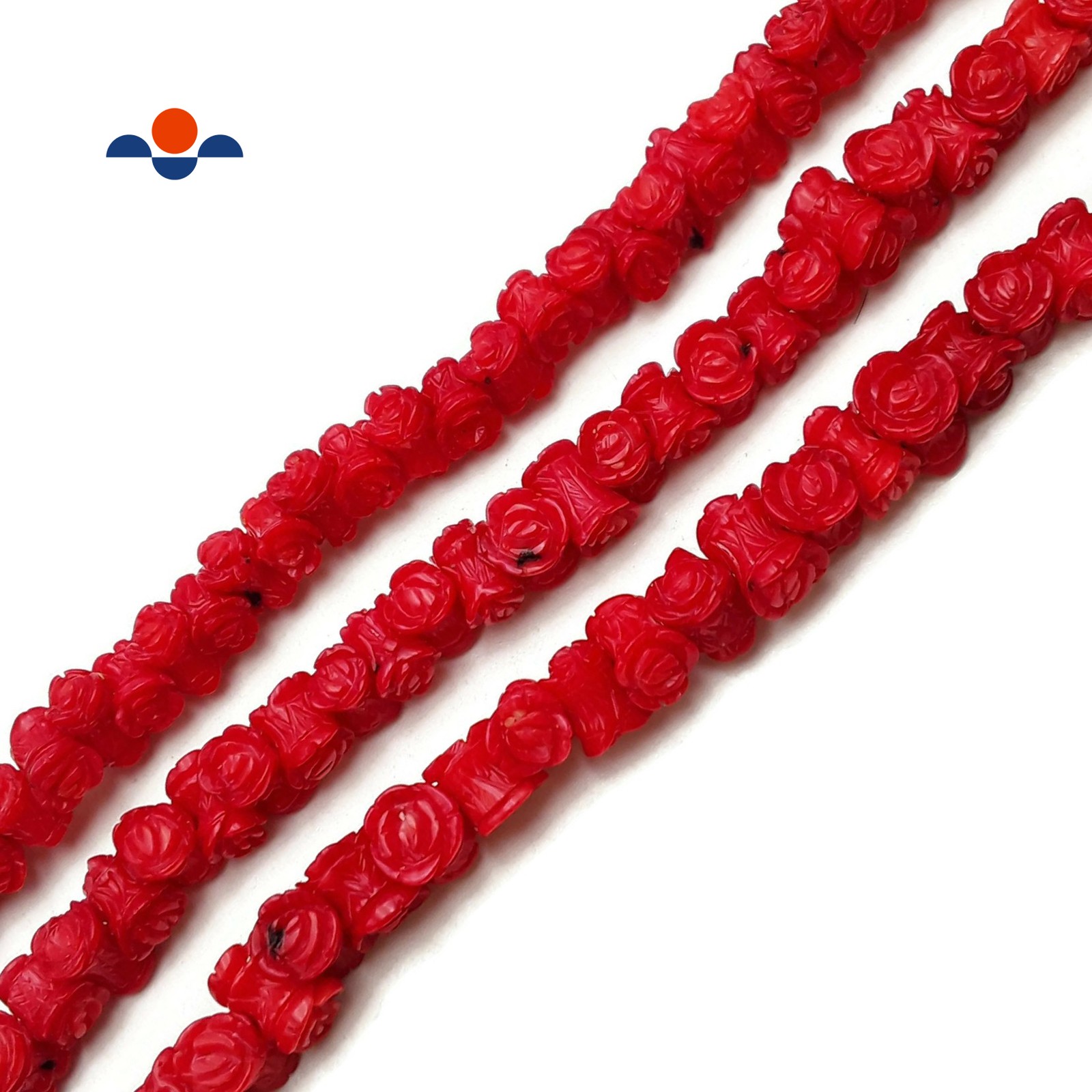Red Bamboo Coral Hand Carved Flower Beads Size Approx 8x10mm 15.5” Strand