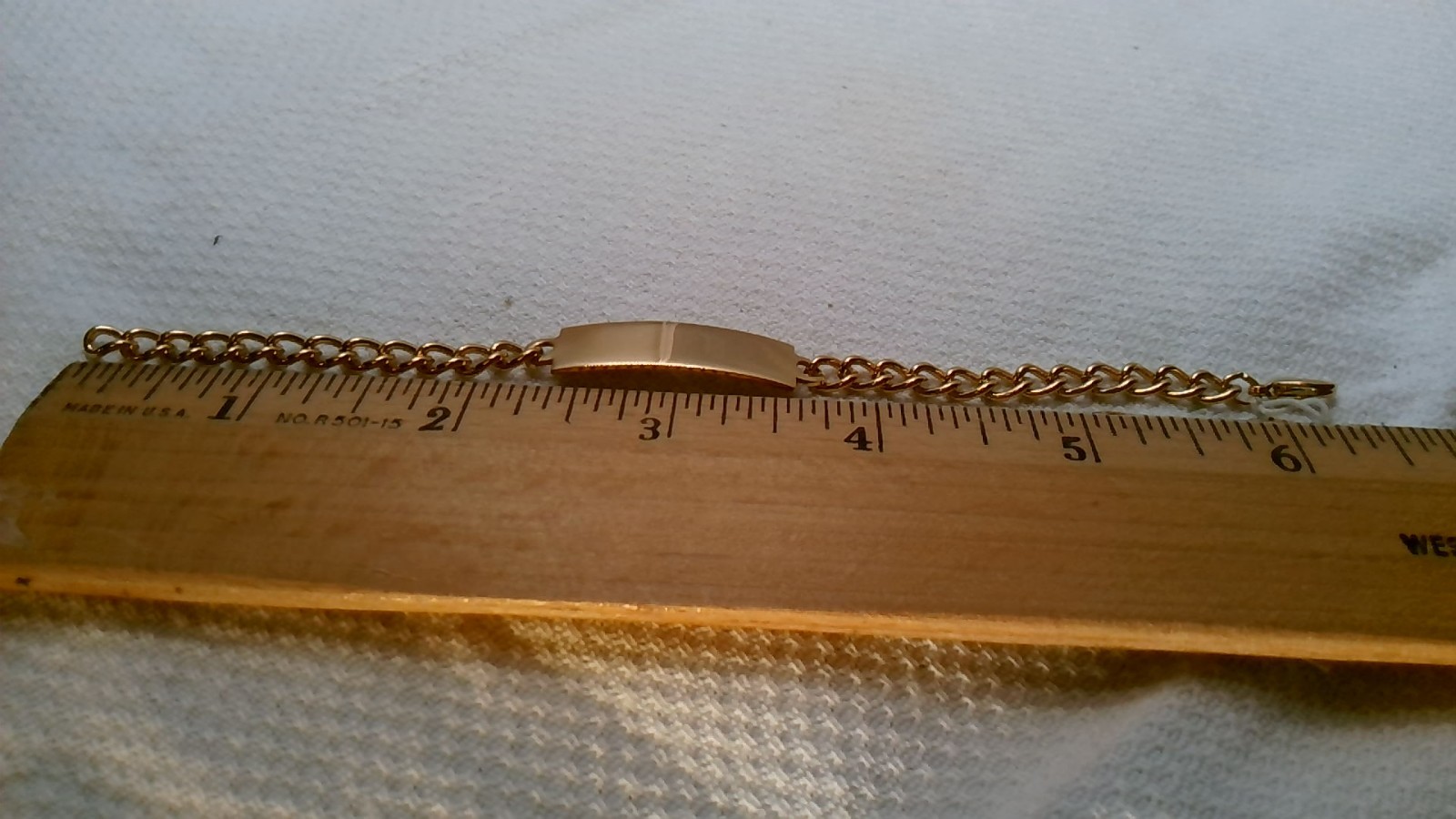 Vtg Speidel ID Identity Bracelet Engravable gold Chain link 6.25″ small classic