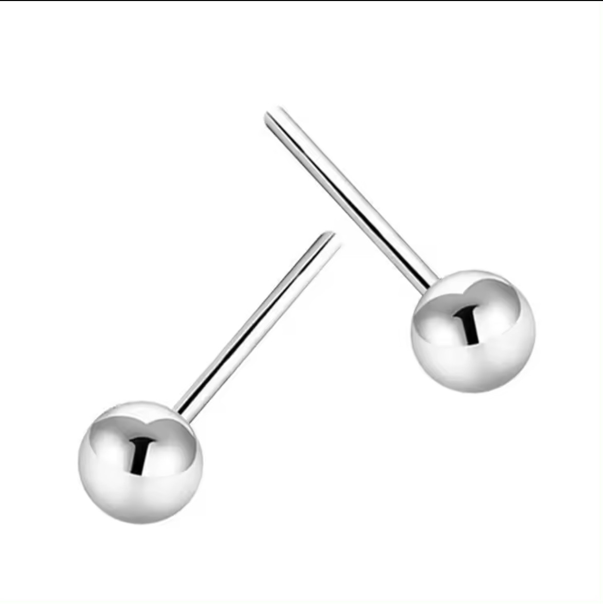 S925 Sterling Silver Round Ball Stud Earrings