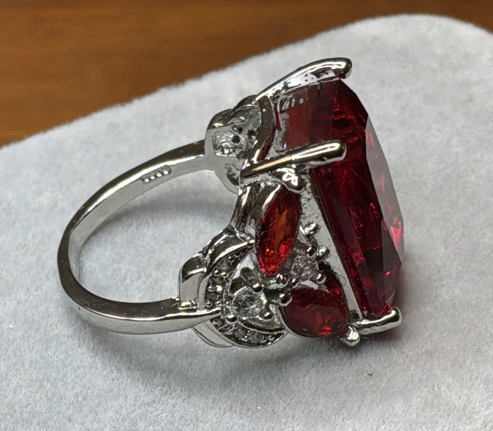 RUBY RING – Lab Created – 18x13mm Or 12.0ctw – .925 STERLING SILVER !!!