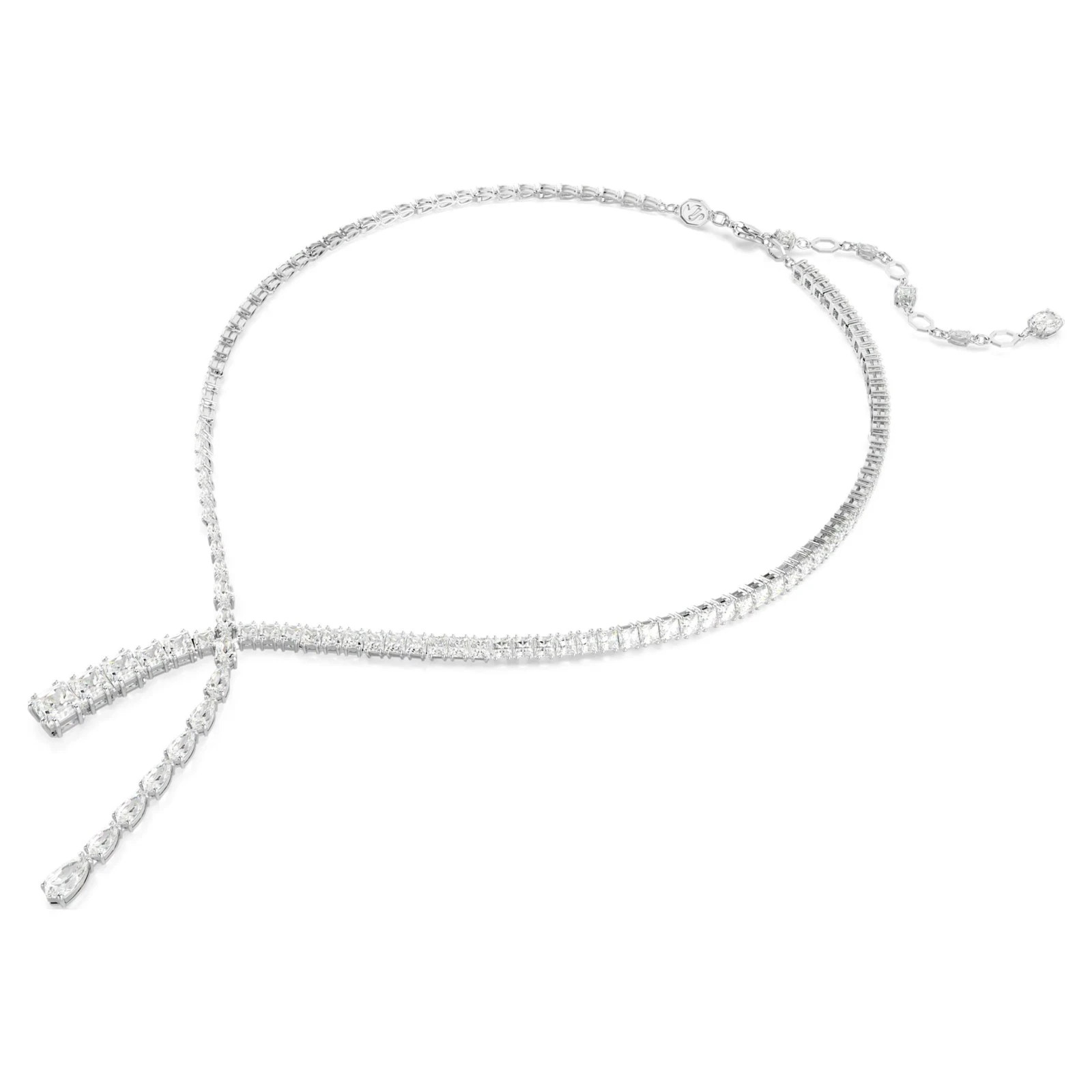 Swarovski Matrix Y Necklace, Mixed Cuts, White, Rhodium Plated 5692533