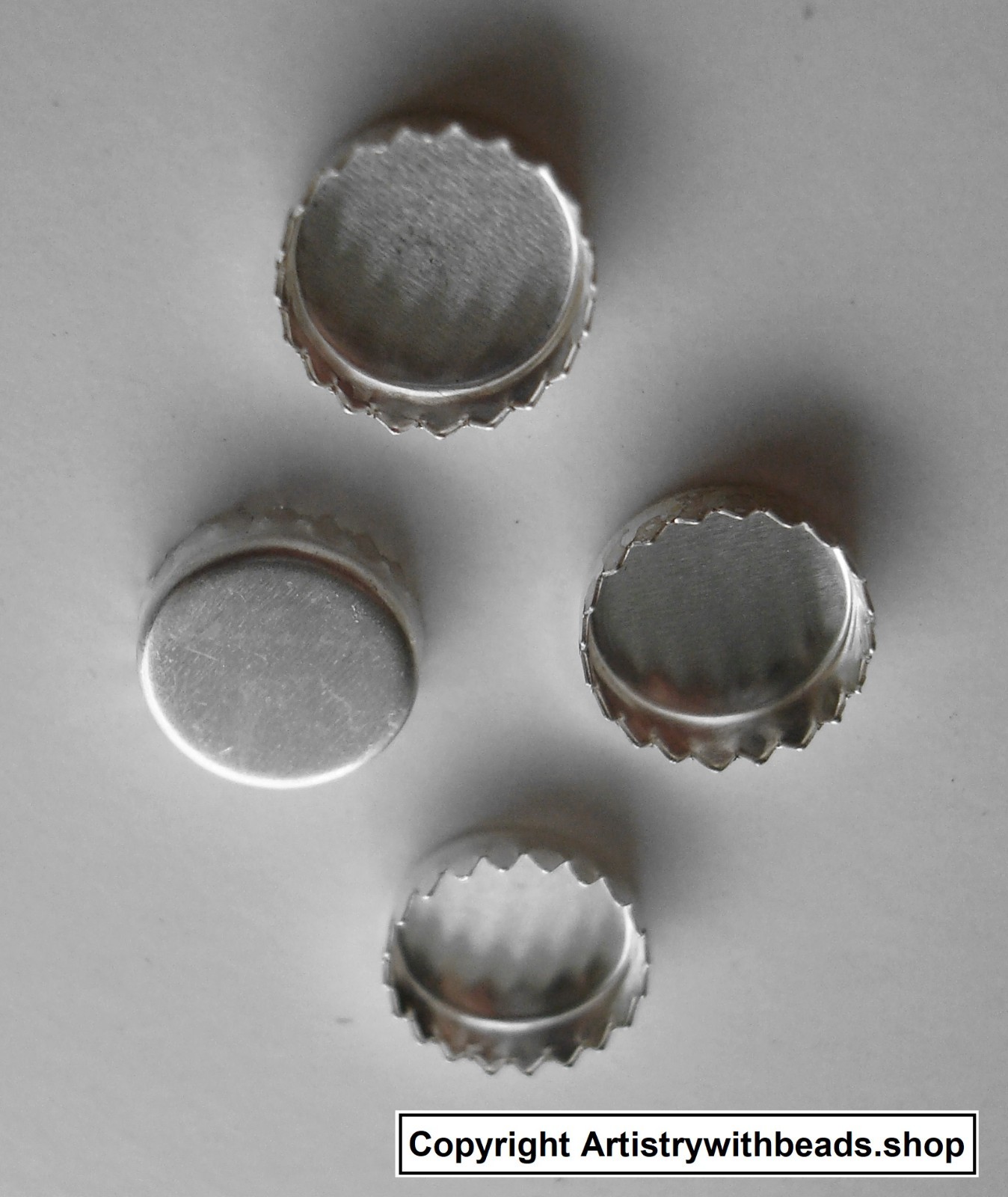 Sterling Silver 8mm Bezel cups 4 round machine made serrated edge bezels BC008S