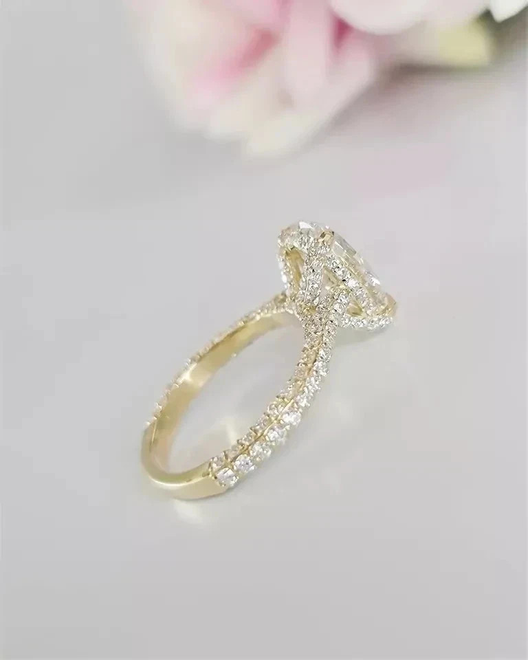 IGI Certified Diamond Ring Lab Grown 2.70 Ct Oval Cut 14k Yellow Gold VVS E F