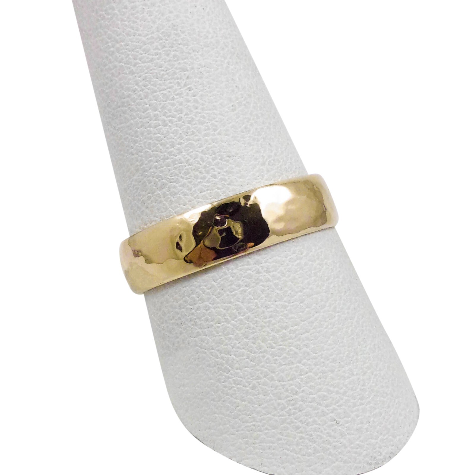 Solid 10K Yellow Gold Hammered Ring Band Handmade 5mm, Sizes 3 – 15