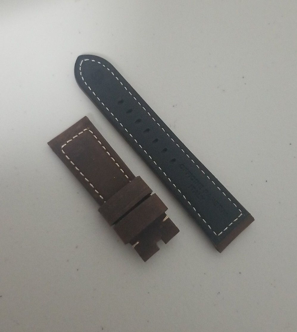 Panerai Watch 24mm Brown Assolutamente Leather OEM Suede Strap for Tang Buckle