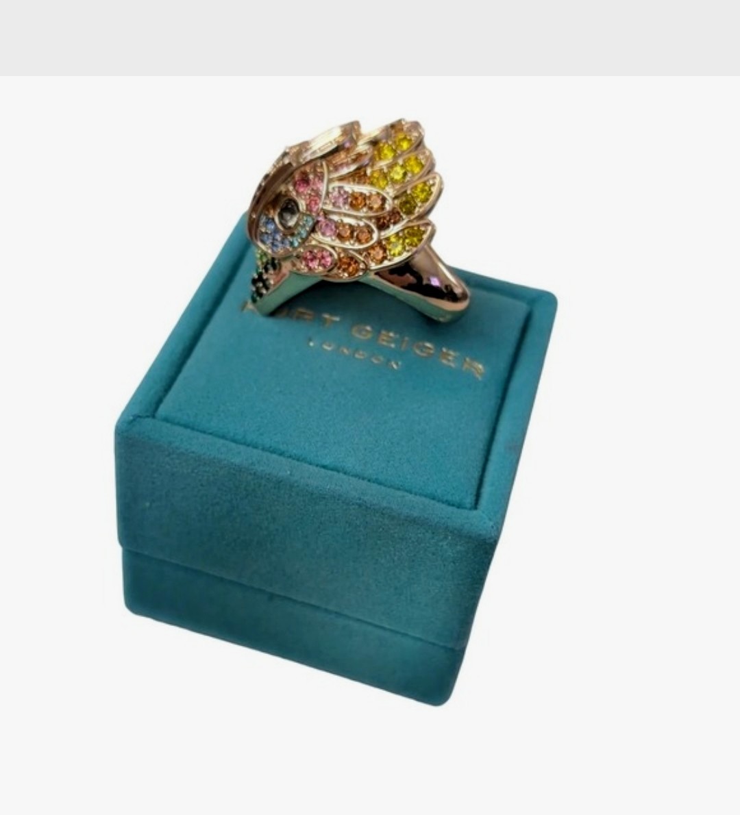 Kurt Geiger Eagle Bird Colorful Crystal | Ring Size 8 | New tags + box