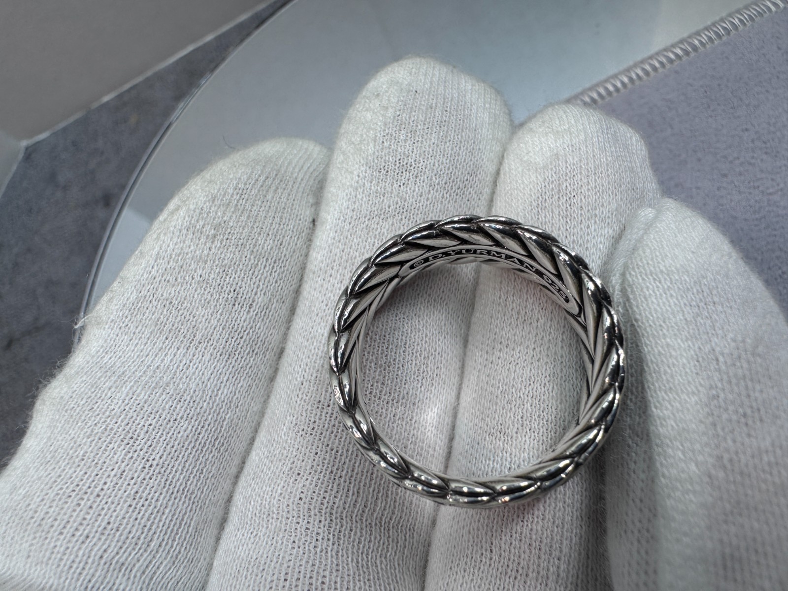 David Yurman Sterling Silver Men’s Diamond Chevron Pave Band Ring 9mm – Size 11