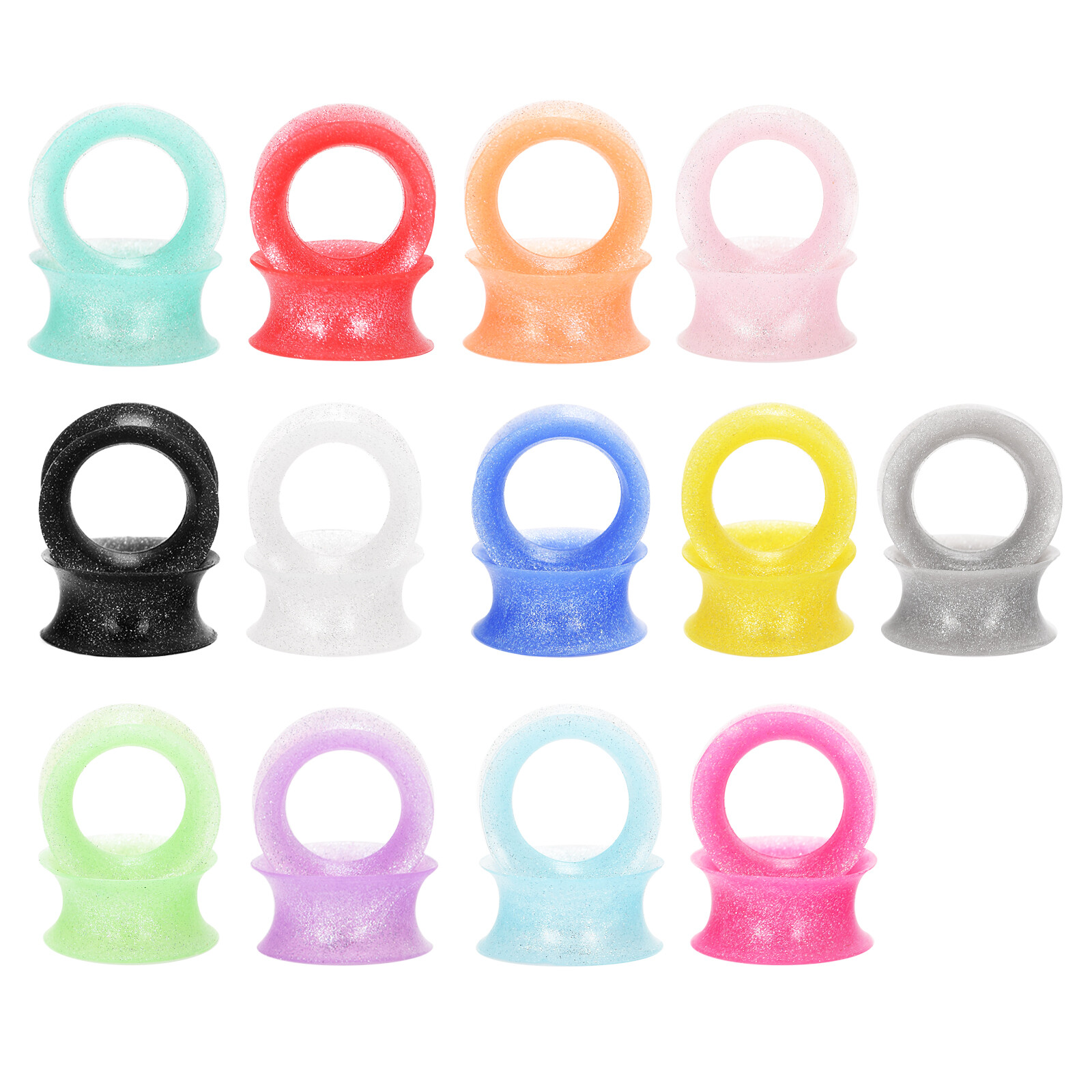 1 Pair Flexible Soft Silicone Ear Tunnels Gauges Double Flared Plugs Stretchers