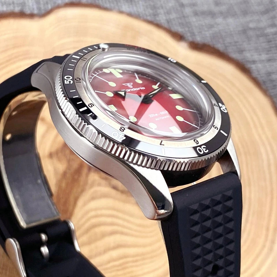 20ATM Diver Tandorio 40mm Sapphire Red Blue Japan NH35A Automatic Men Watch Lume