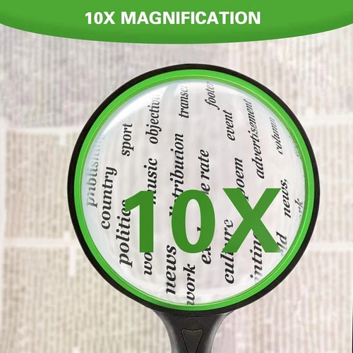 10X Shatterproof Magnifying Glass 10X Large Handheld Magnifying Glass for Senior