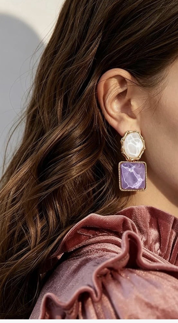 Asymmetric Rhombus Irregular Geometric Earrings for Women Elegant Dangle Unique