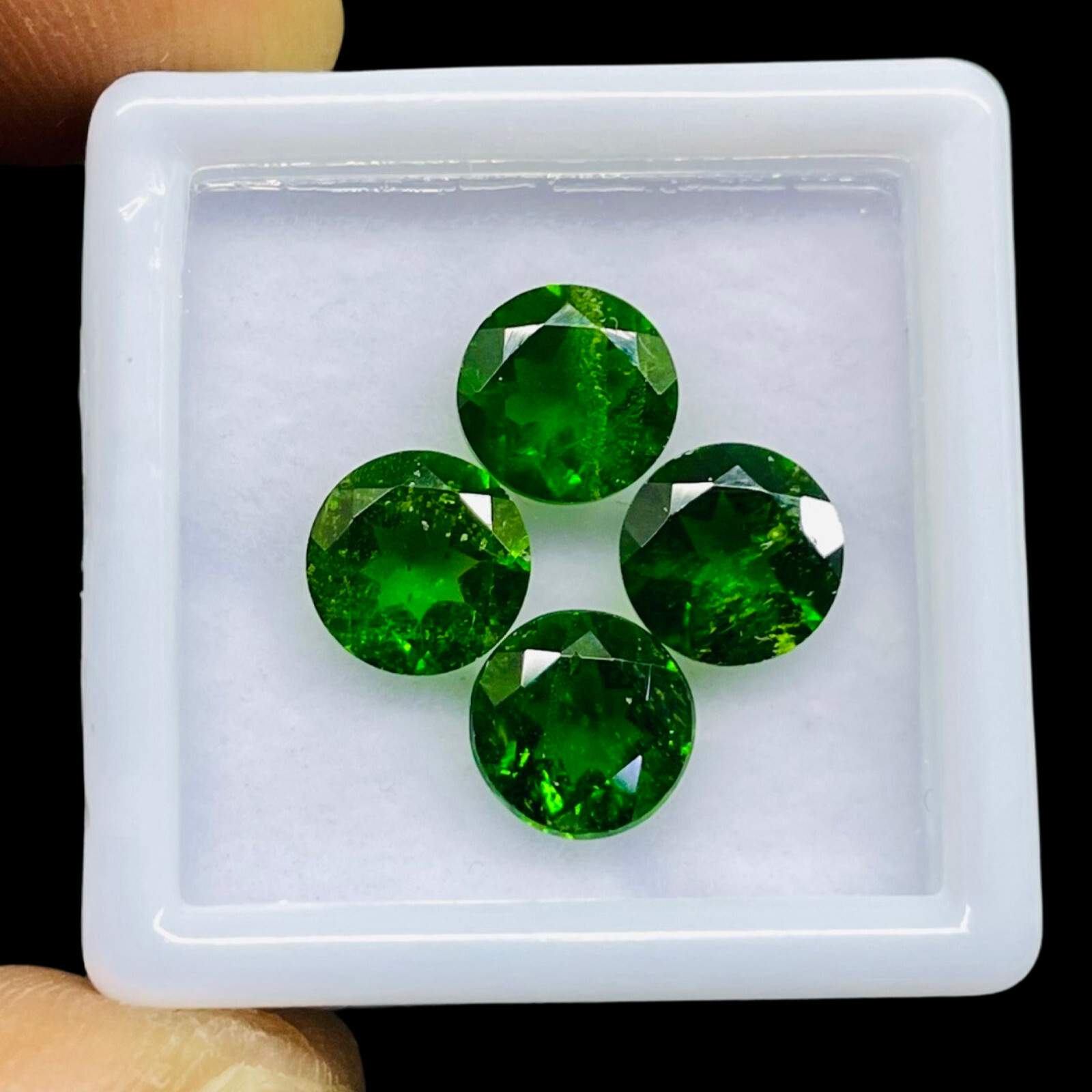 Natural Chrome Diopside 4 Pcs 7mm Round Cut Vivid Green Loose Gemstones Lot