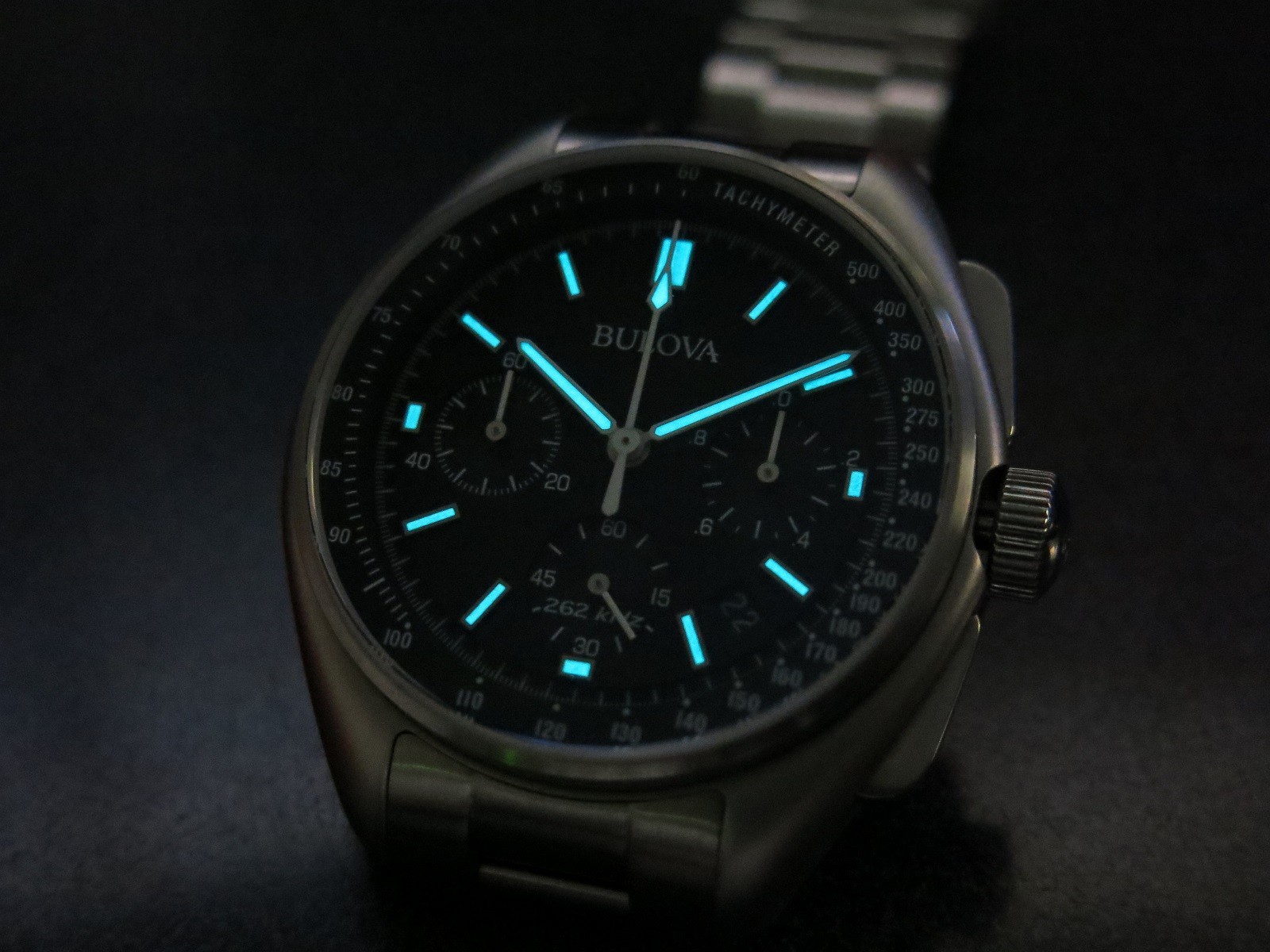 Bulova Lunar Pilot Chronograph with Bracelet with full kit boxes and papers