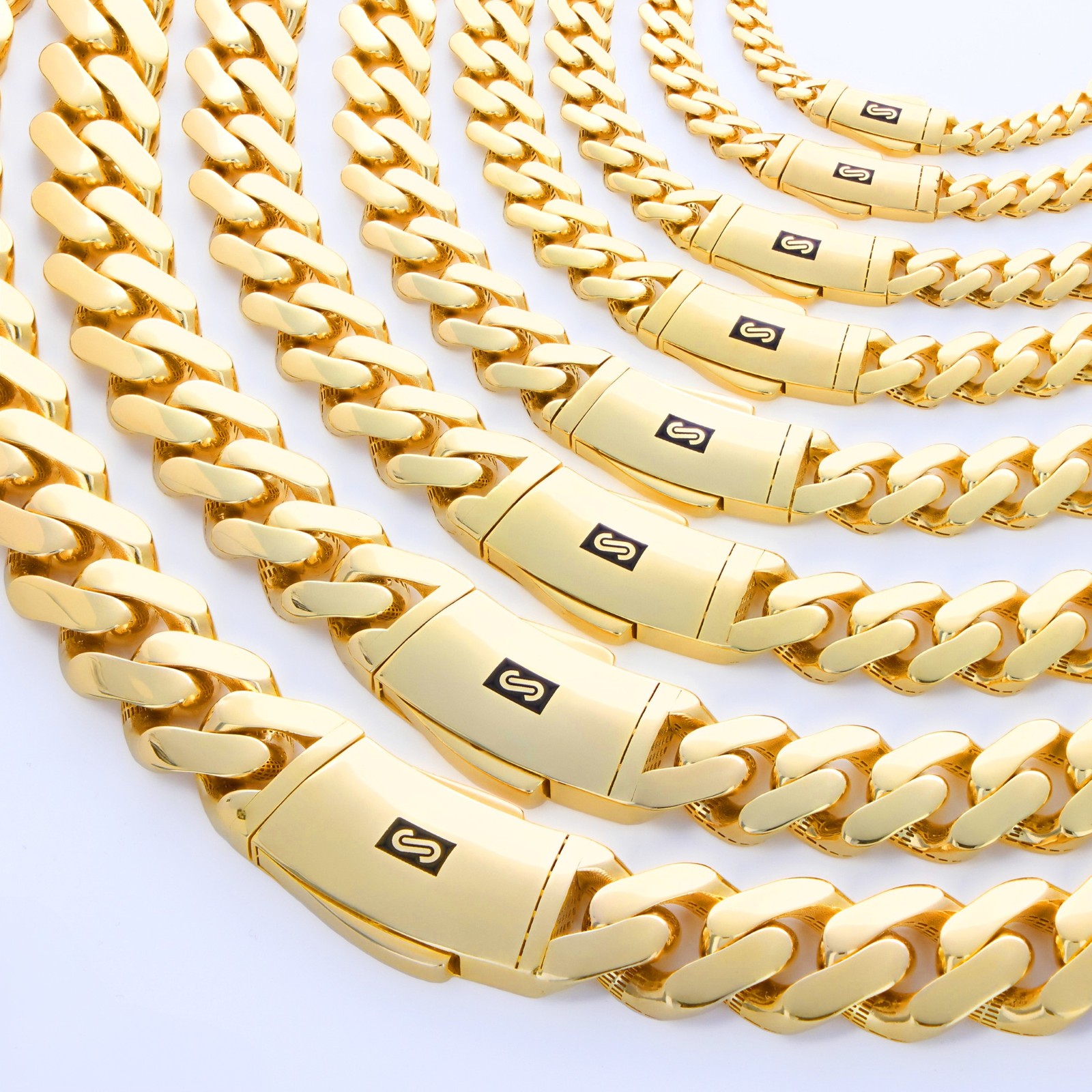 10K Yellow Gold Miami Cuban Royal Monaco Chain 5mm-20mm Necklace Bracelet 6″-30″