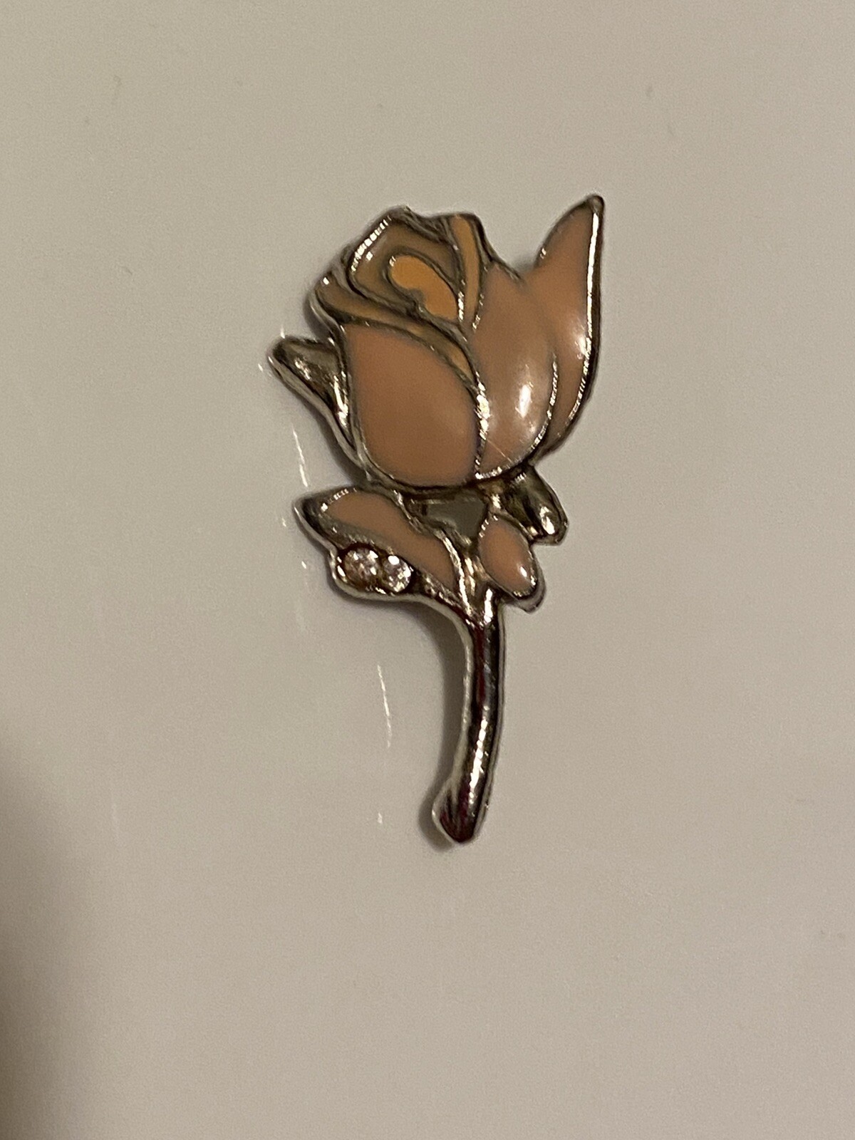 Pink Rose – Love – Beauty – Silver Tone Borders – Vintage Lapel Pin