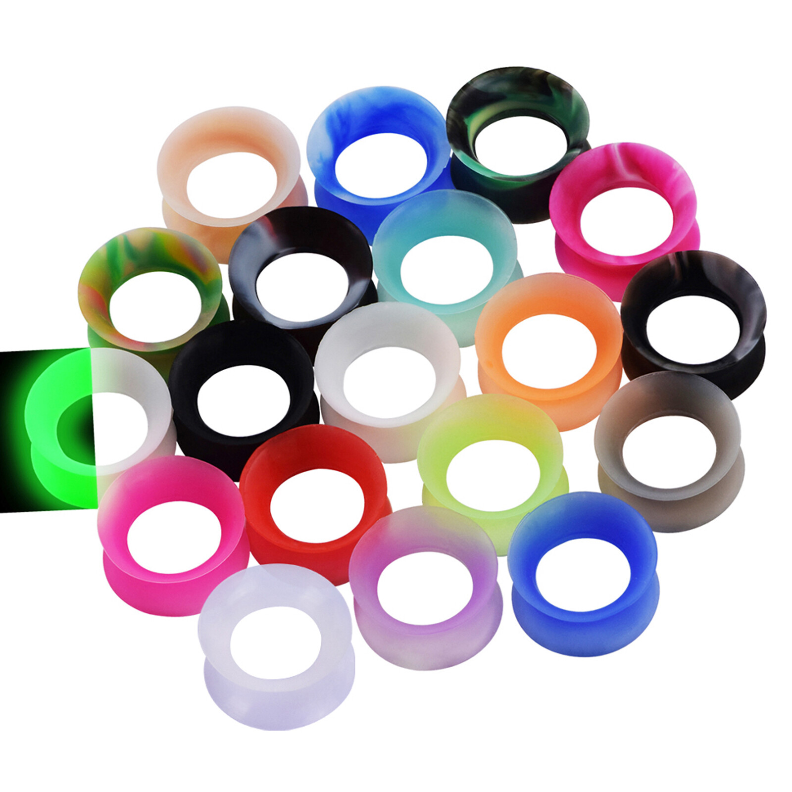 PAIR Soft Thin Silicone Double Flared Ear Tunnels Plugs Gauges Expander 2g-3/4″