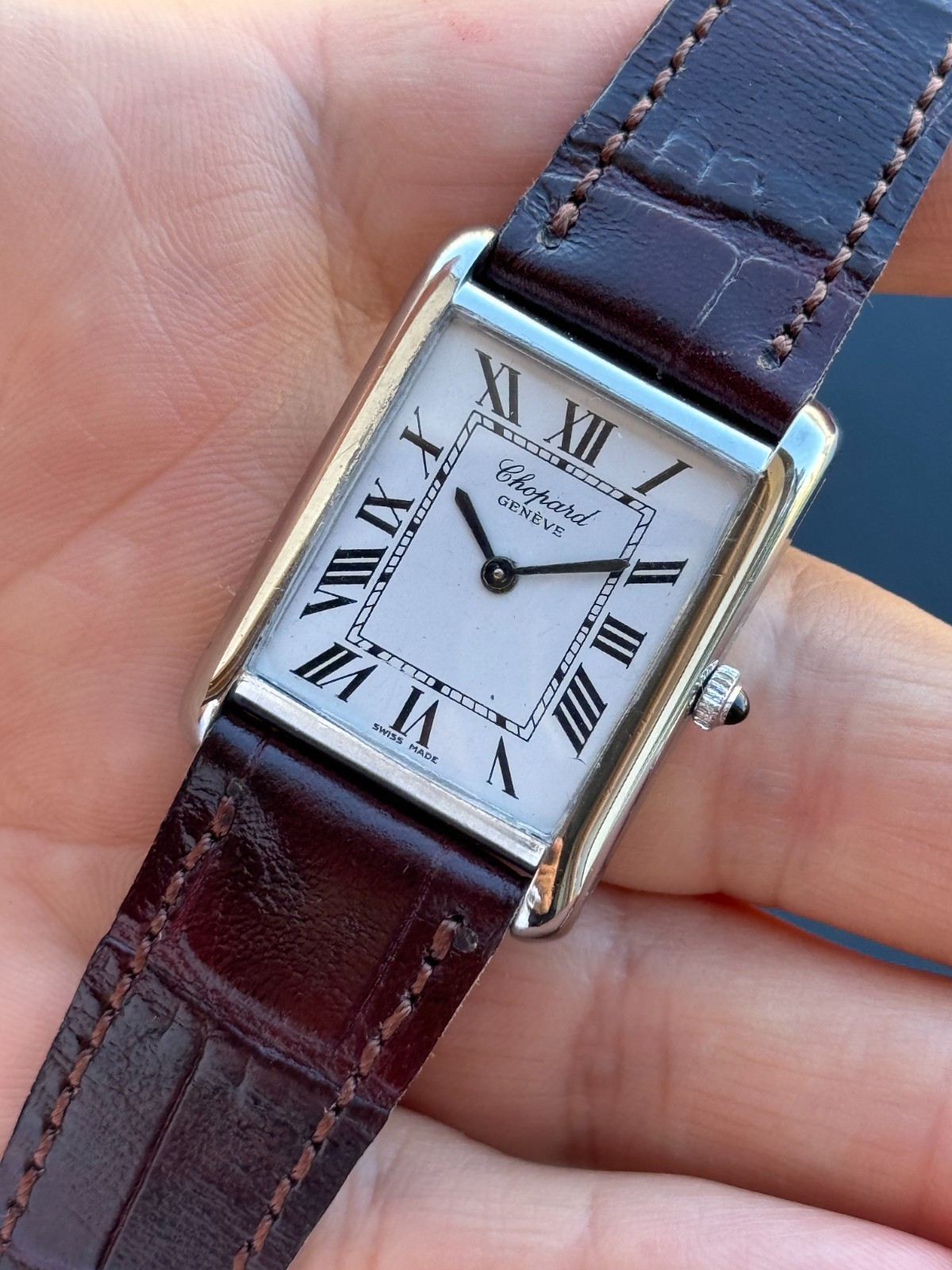 Chopard Tank Watch Manual Cal.895 Mens 8014 1 Swiss Made Year 1980 Rectangular