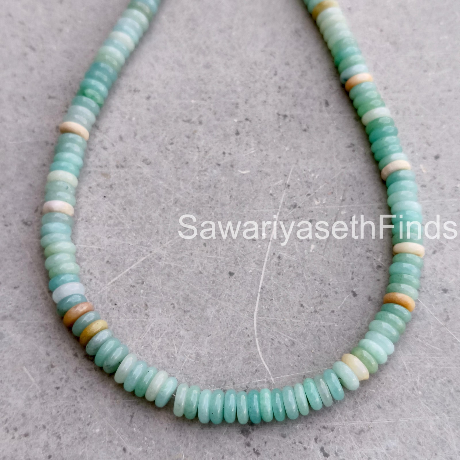 Amazonite Necklace for Women 6MM Rondelle Stone Beads, Natural Blue Green Gemsto