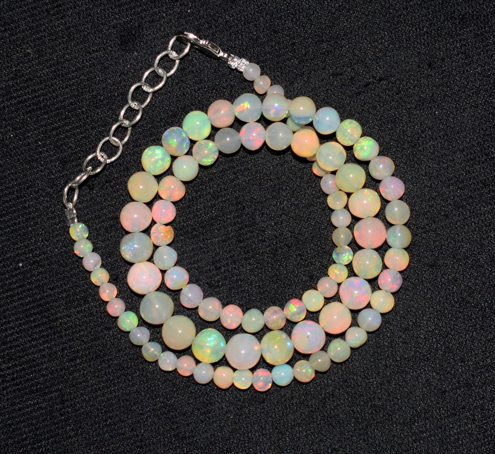 16″Natural Ethiopian Opal Wello Fire Opal Gemstone Beads Necklace Jewelry